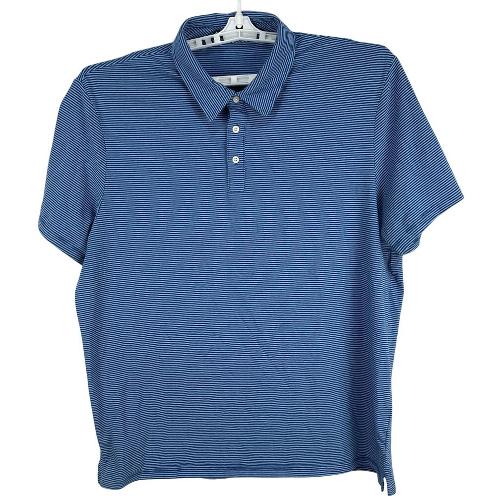 Members Mark Striped Cotton Polo Shirt Size XL Blue Mens